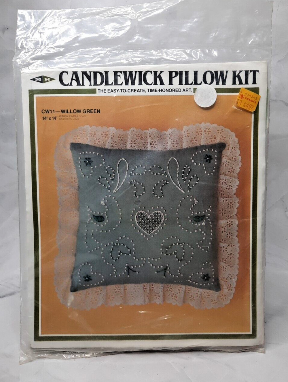 Vintage MH Yarns Candlewick Pillow Kit CW11 Willow Green 14x14